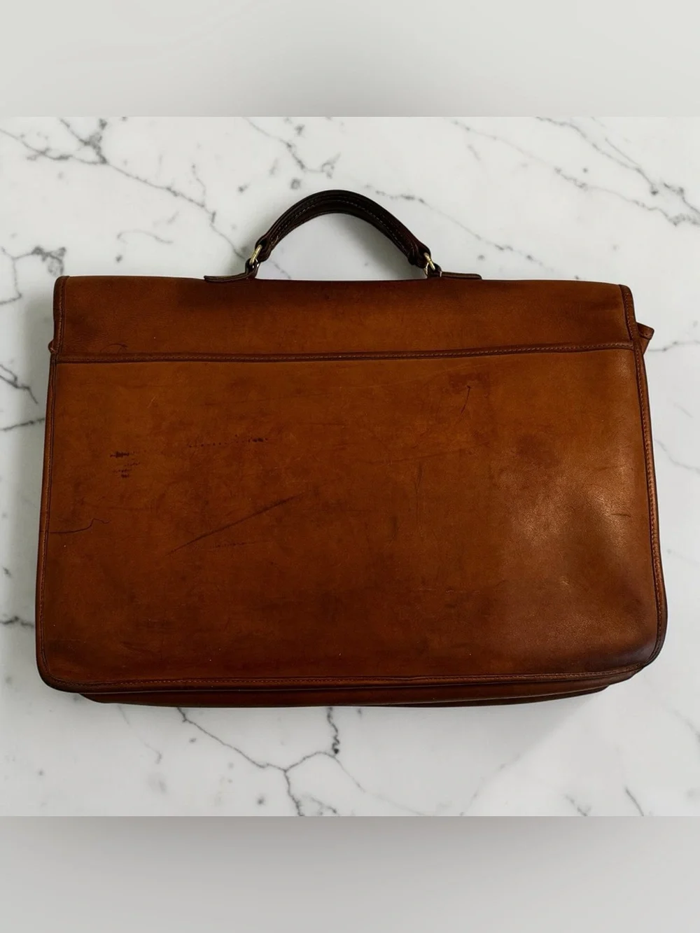 1980s COACH Cognac Leather Briefcase USA Vintage Bag Attache No. 028-8921